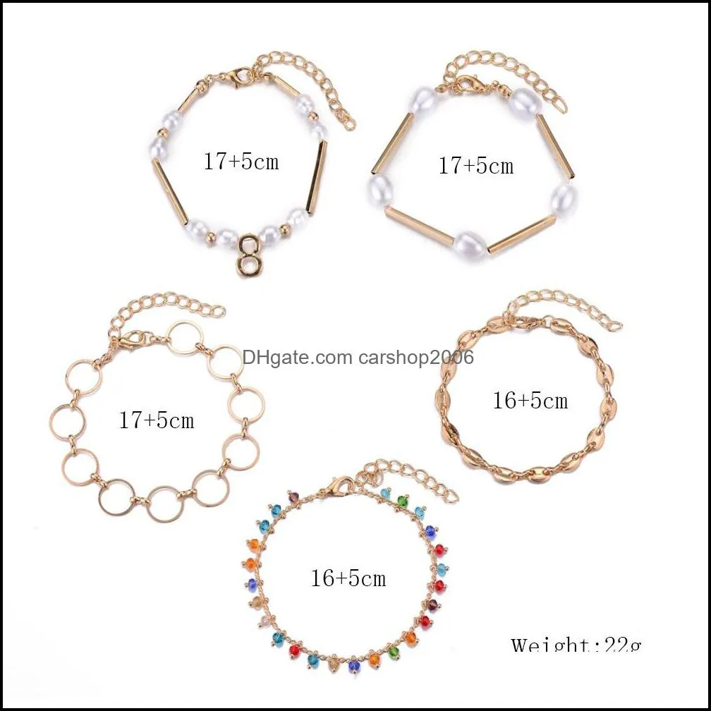 bohemian gold tassel bracelets sets for women jewelry hand charm bracelet set