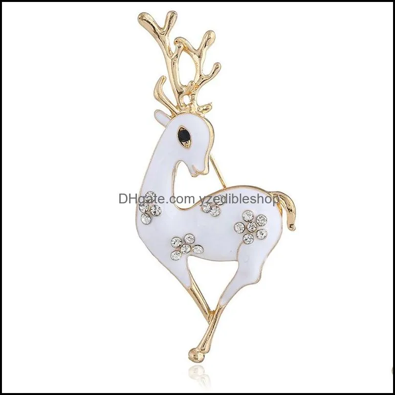 enamel christmas deer pearl brooches for women kids rhinestone lucky animal sweater coat collar brooch christmas gift