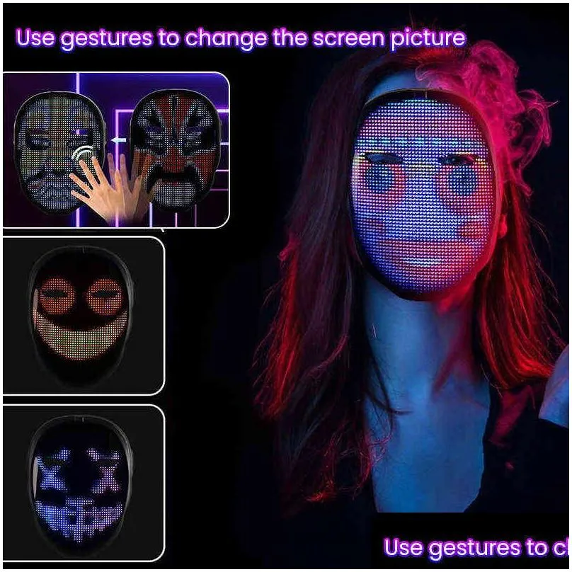 programmable luminous mask led face transforming mask led masks with bluetooth control for costumes cosplay party masquerade toy