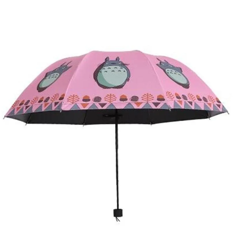 lovely totoro silver coating sunshade umbrella anti uv sun/rain threefolding umbrellas 201104