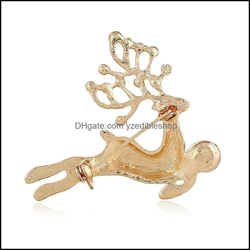 enamel christmas deer pearl brooches for women kids rhinestone lucky animal sweater coat collar brooch christmas gift