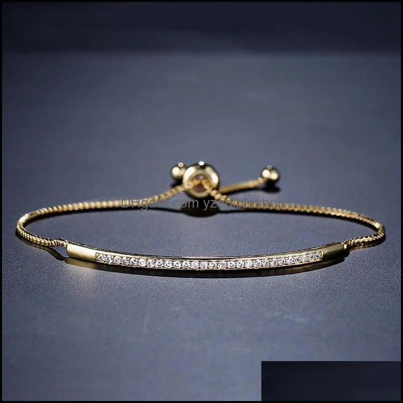 fashion copper inlay zircon women bangle bracelet rose gold silver gold color single row zrcon adjustable bracelet for girl dainty