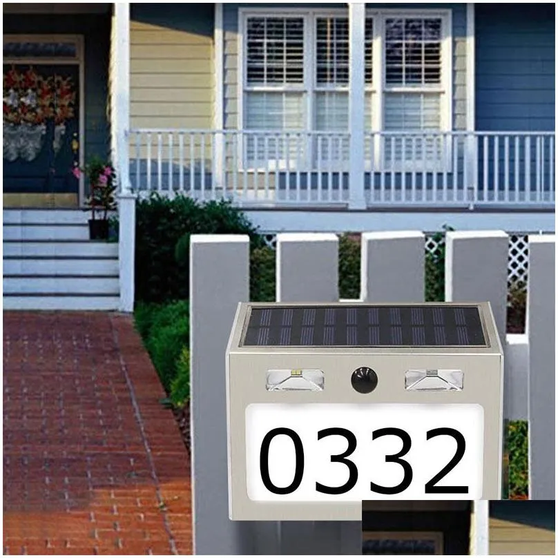 waterproof house number solar power light sign house el door address plaque number digits light silver