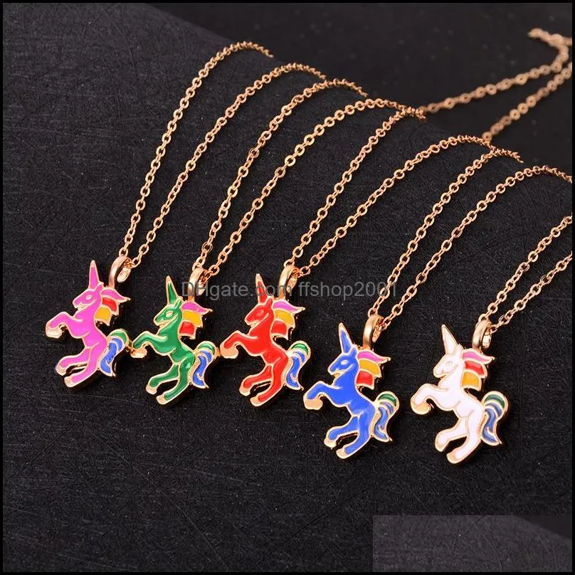 pegasus horse pendant necklace enamel animal necklace pendant cartoon colar choker necklace