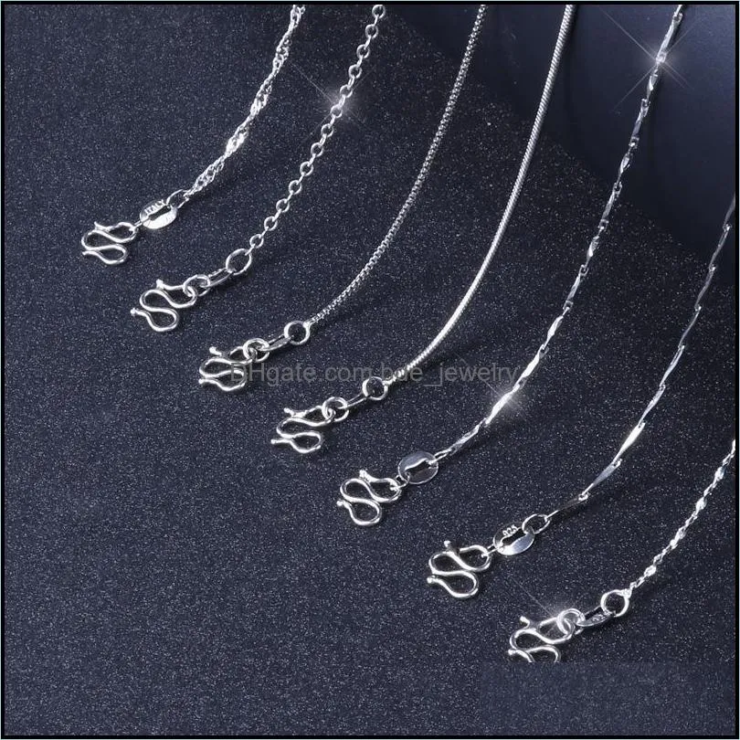 chain silver plated classic basic lobster chain fashion luxury jewelry girls box snake rope cross chain necklace