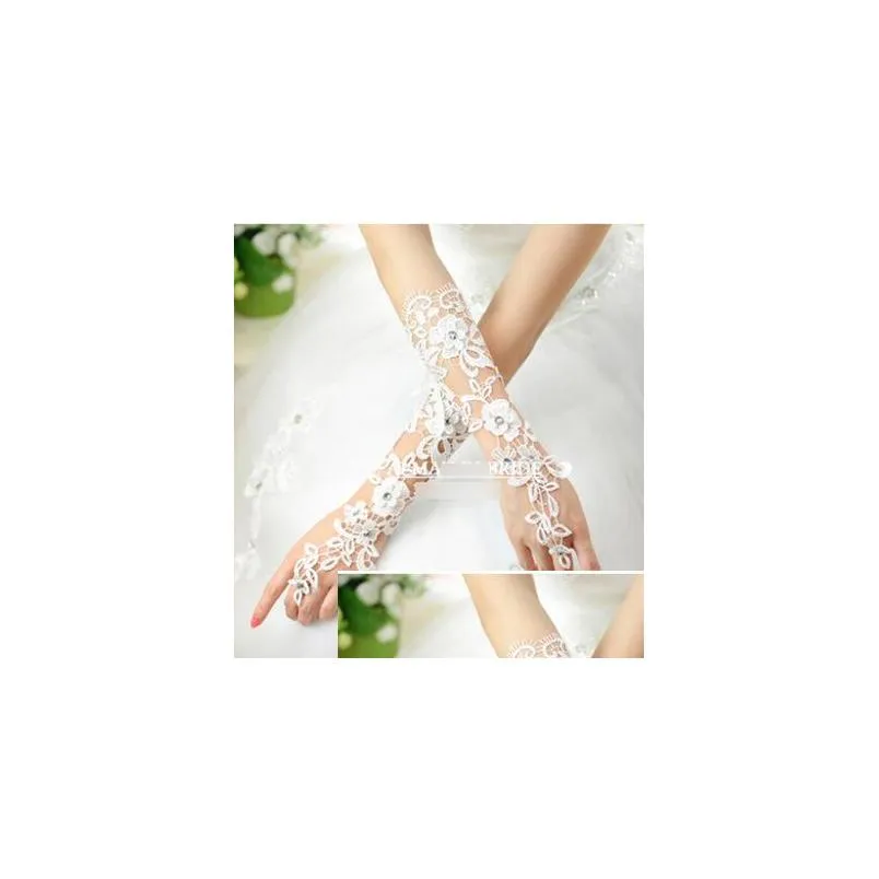 bridal lace gloves wedding dress gloves cutout diamond luxury accessories