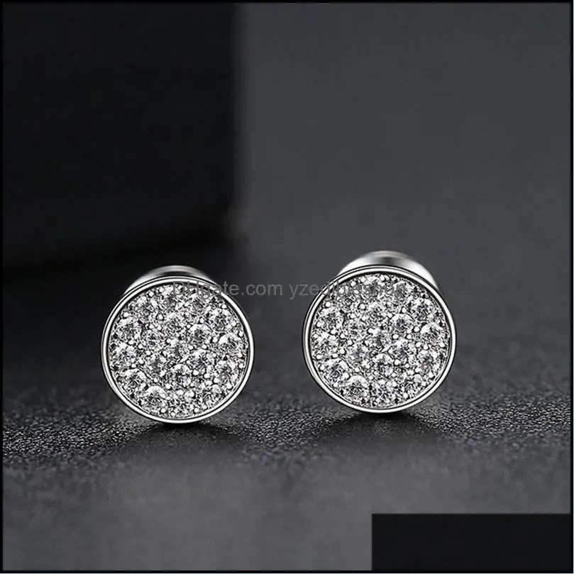 6mm cubic zirconia round stud earring for women girl fashion cz 18k gold plated antiallergy pin earring jewelry gift