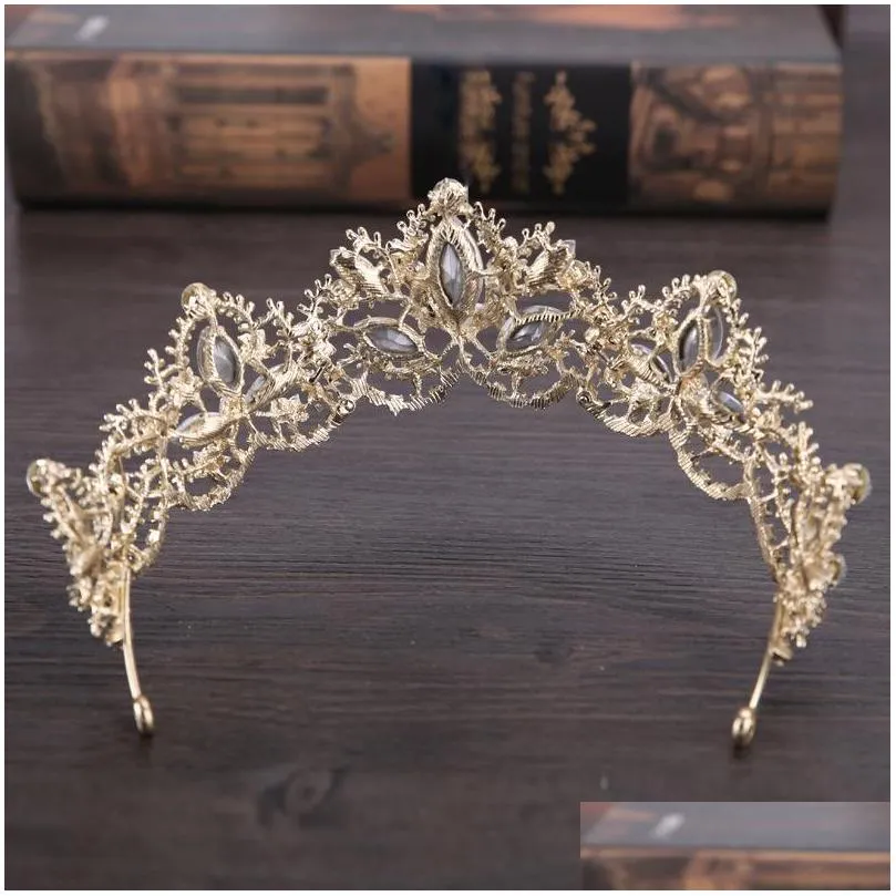 luxury bridal crown headpieces sparkle rhinestone crystals roayal wedding crowns crystal veil headband hair accessories party tiaras