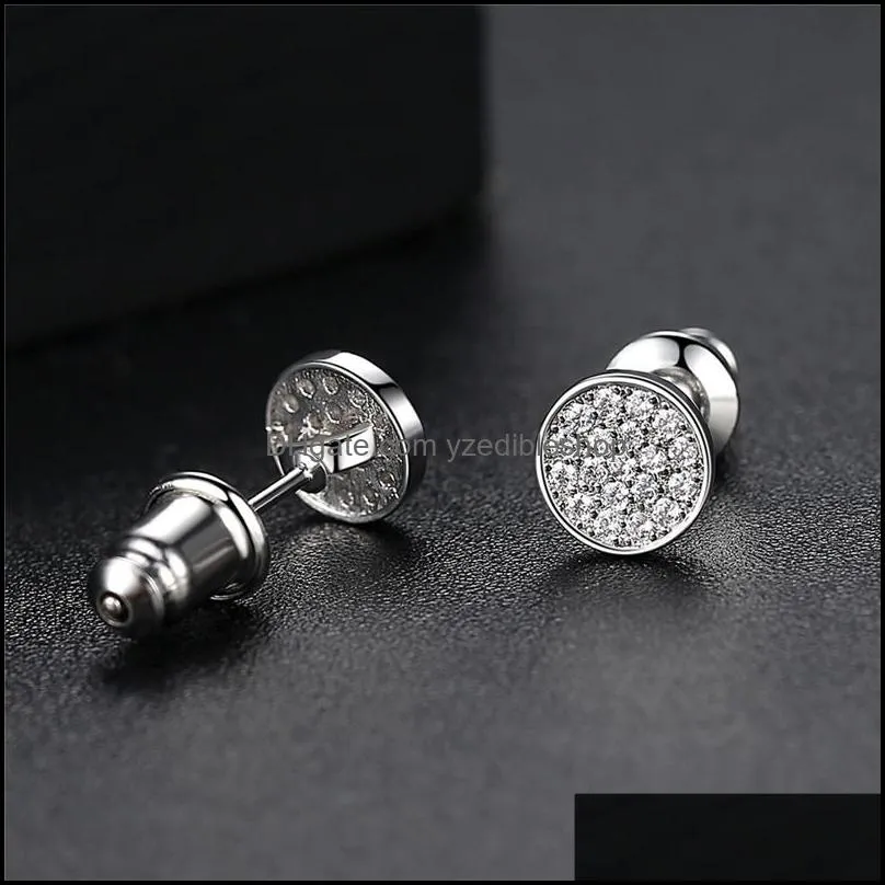 6mm cubic zirconia round stud earring for women girl fashion cz 18k gold plated antiallergy pin earring jewelry gift