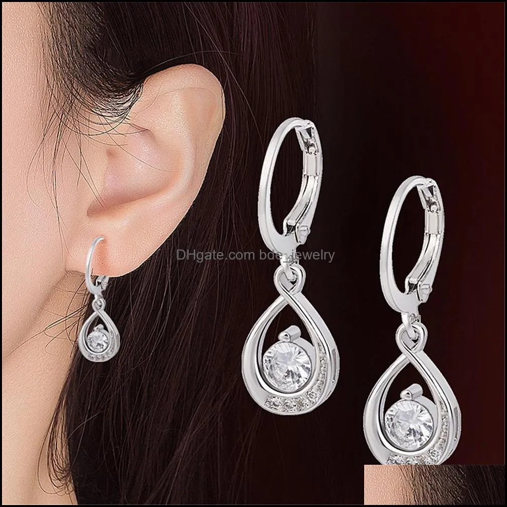 fashion exquisite inlaid zircon drop earrings female shiny white gemstone earrings daily party gifts earring