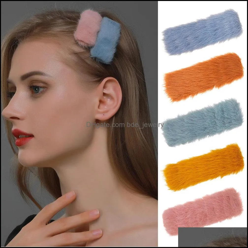 the autumn and winter large square silk burr sweet plush clip clip hairpin bb subnet red bangs clip hairpin broken cute suitable