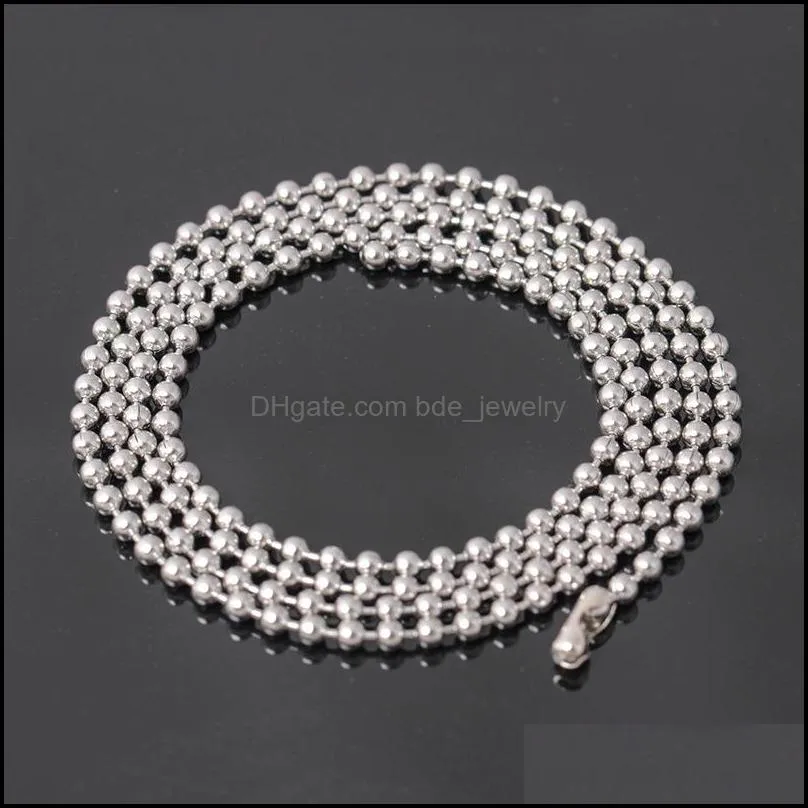 stainless steel finished chains necklace ball chain with findings bundle silver jewelry bead necklaces men accessories