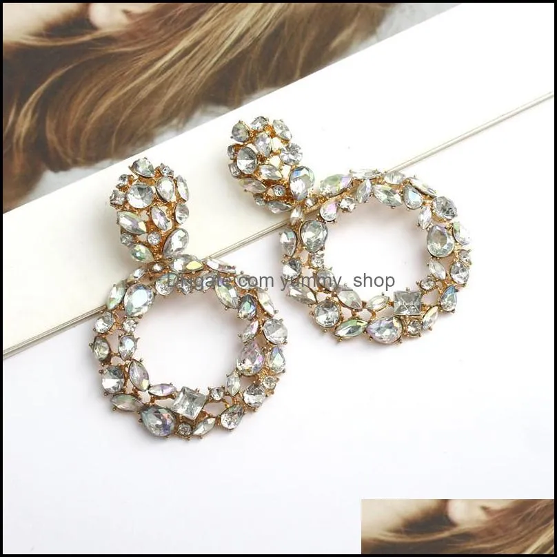 colorful gorgeous crystal stone earrings for women fashion geometric rhinestone dangle earring daily wedding party club holiday jewelry