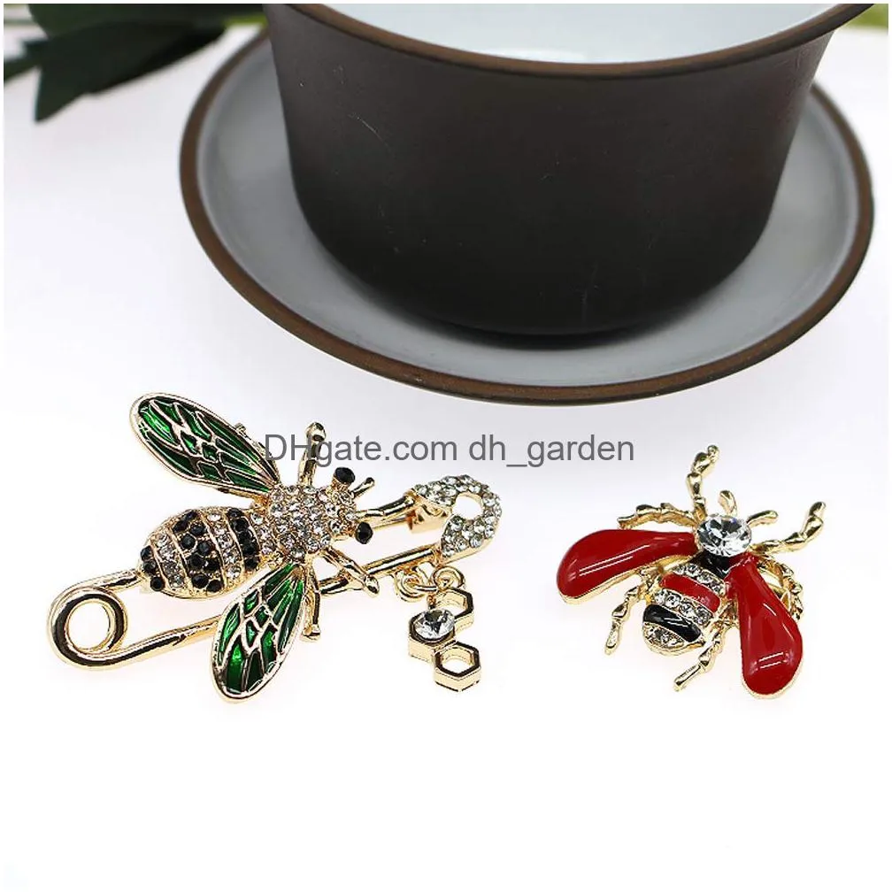 hsqyj cute bee brooches enamel crystal animal brooch pin set fashion pearl insect themed lapel pin large safety pin for women men