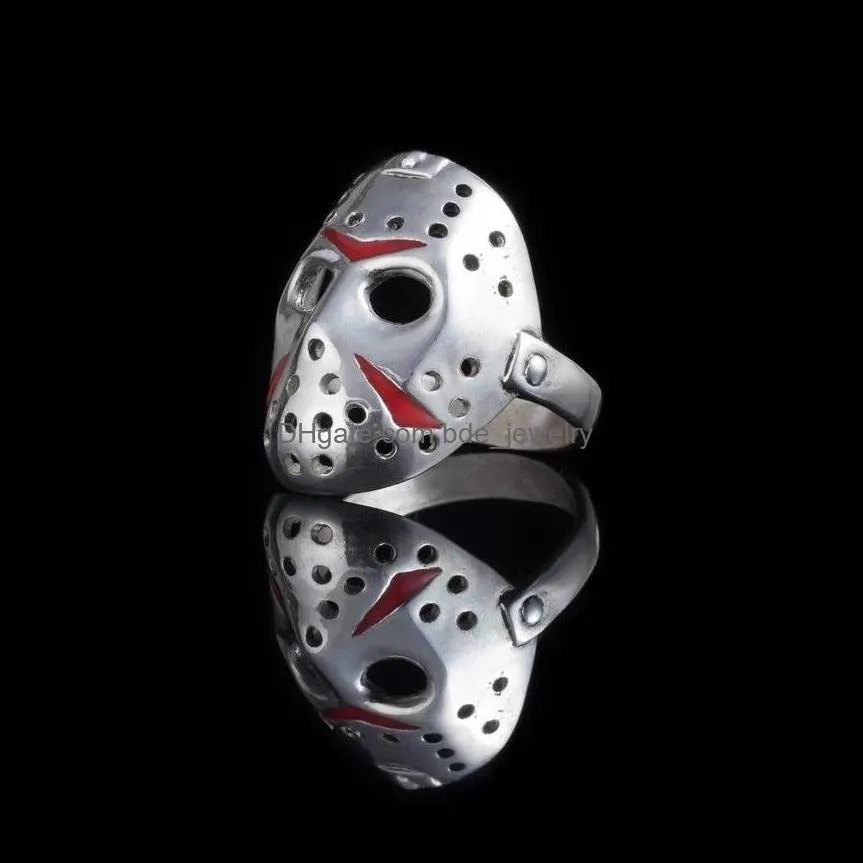 creative horror movie mask ring for men vintage party steam punk motor biker gothic rings male jewelry