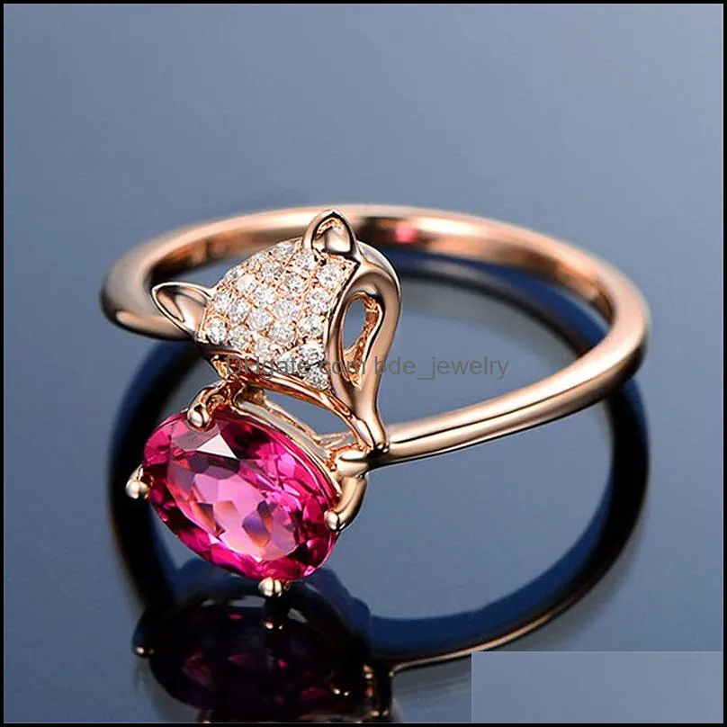 gemstone ring teen girls accessories aesthetic rings jewelry for women fox tail rings