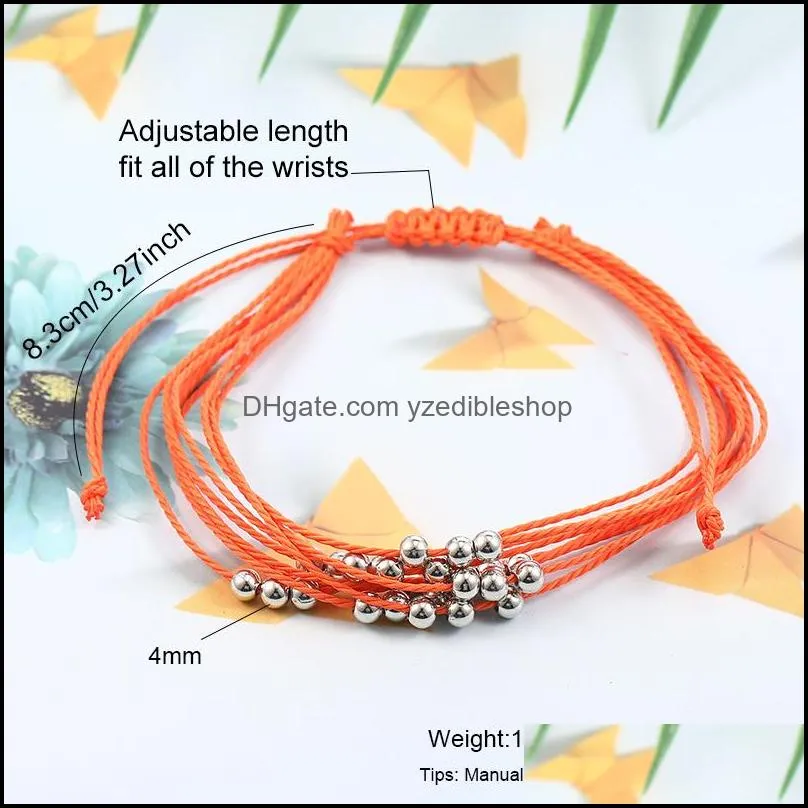 handmade braided multilayer wax string bracelet for women men adjustable size ethnic style colorful ccb beads charm bracelet boho