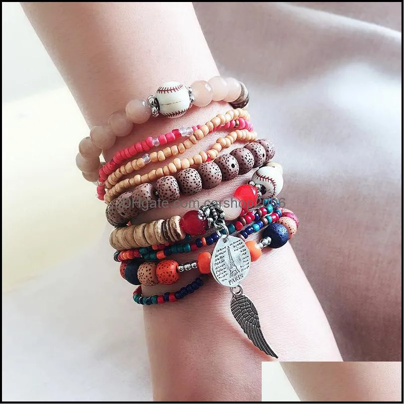 bohemian necklace national wind bracelet female multilayer stretch rice beads bracelet jewelry