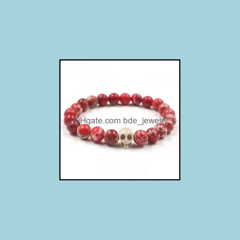 natural stone beads bracelet for lovers skull couple bracelets friendship jewelry