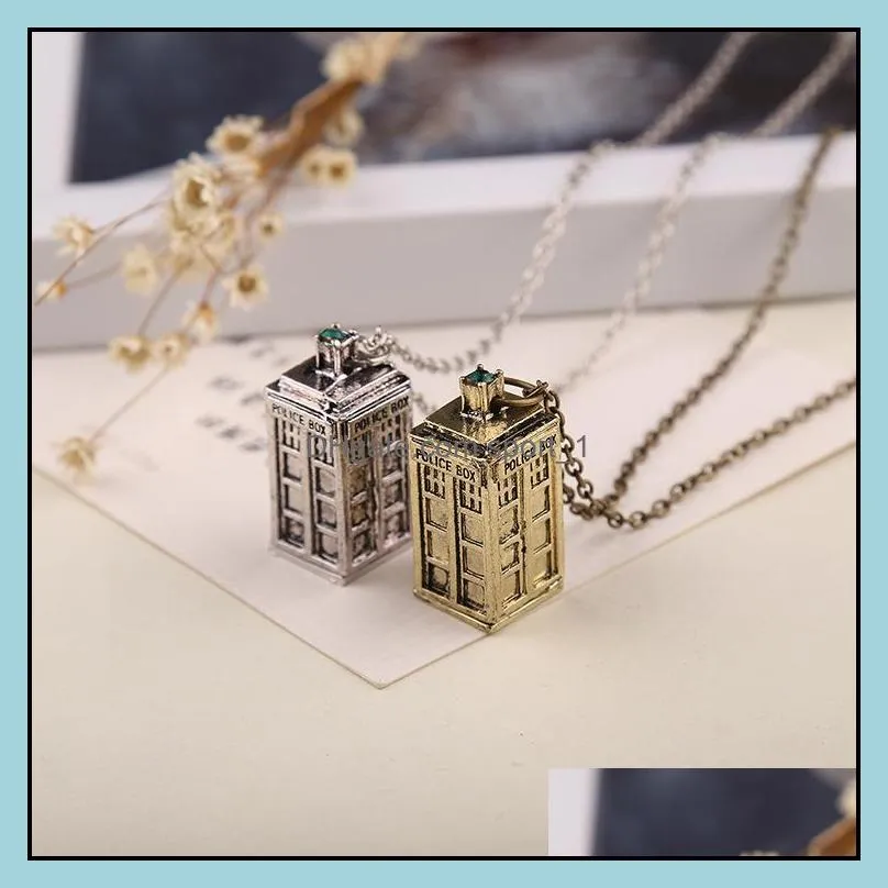 necklaces box retro men women classic telephone booth necklace