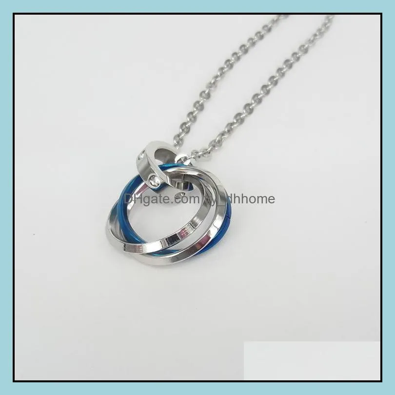 ternal crystal round pendant stainless steel couple necklace for women men wedding romantic valentines day love yydhhome