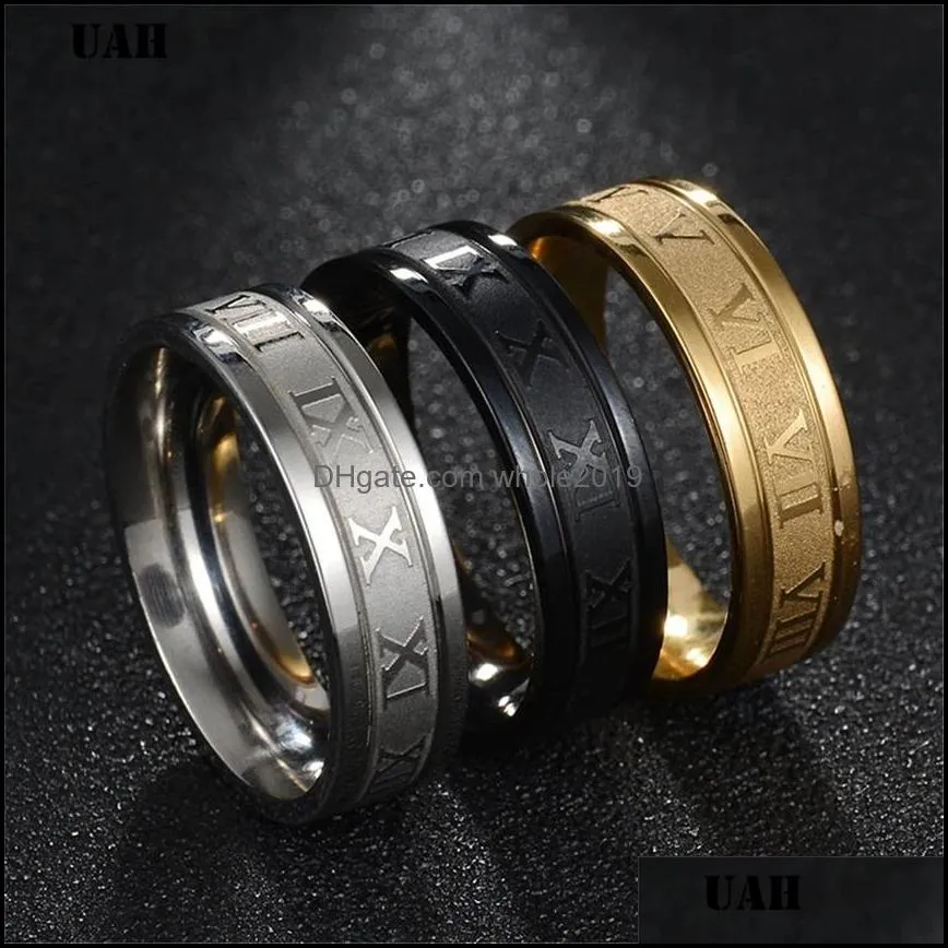 6 mm 316l stainless steel wedding band ring gold black cool punk rings for men women fashion jewelry