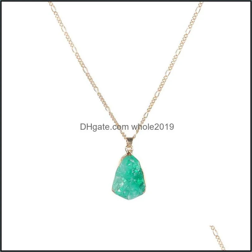 resin geometric stone crystal pendant necklace for women gold plating 6 color necklace fashion jewelry wholesale