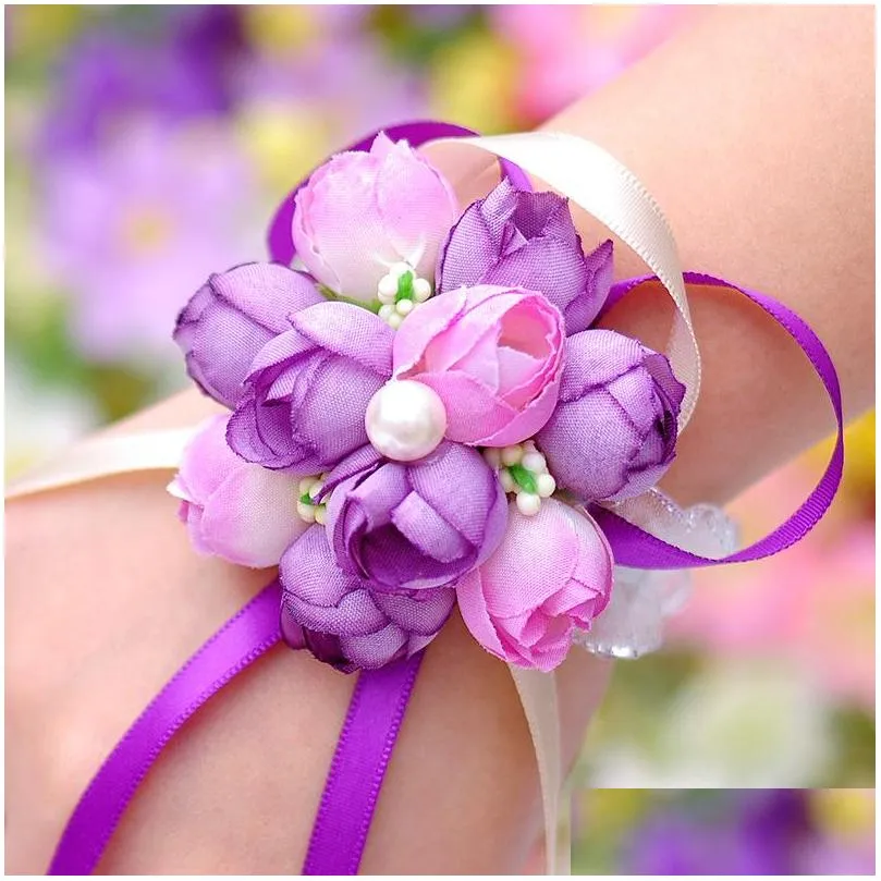 other accessories wrist corsage bridesmaid sisters hand flowers artificial bride flowers for wedding dancing party decor bridal prom