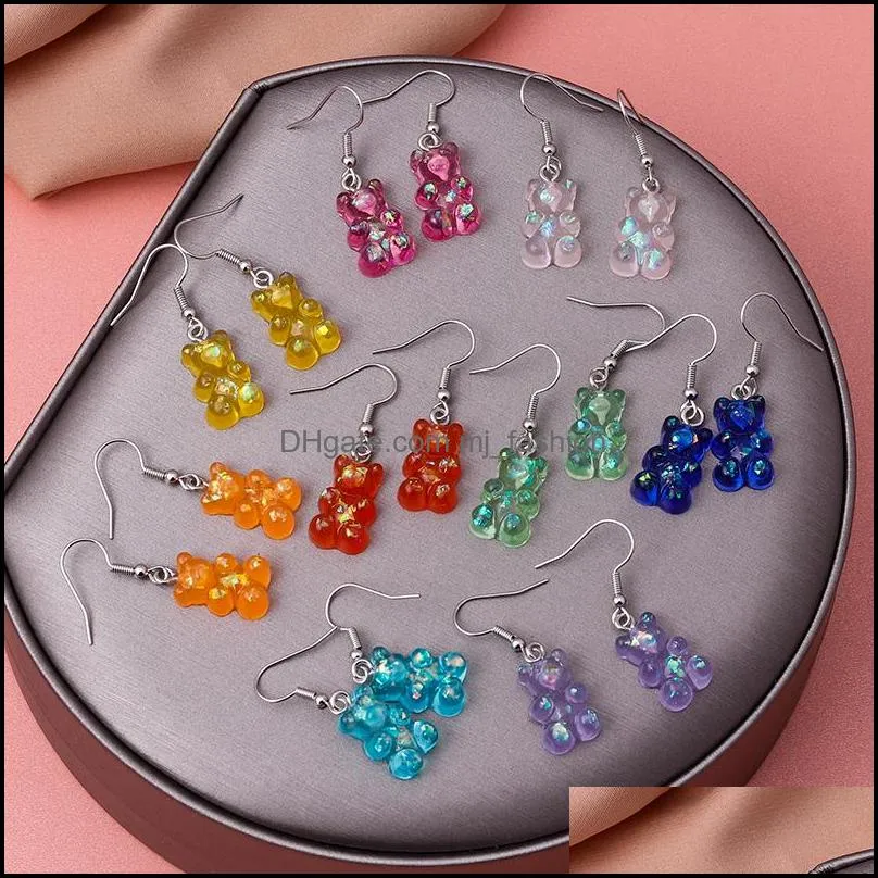 creative cute cartoon colorful bear earrings earrings resin creative colorful candy earrings party travel wear jewelry earring