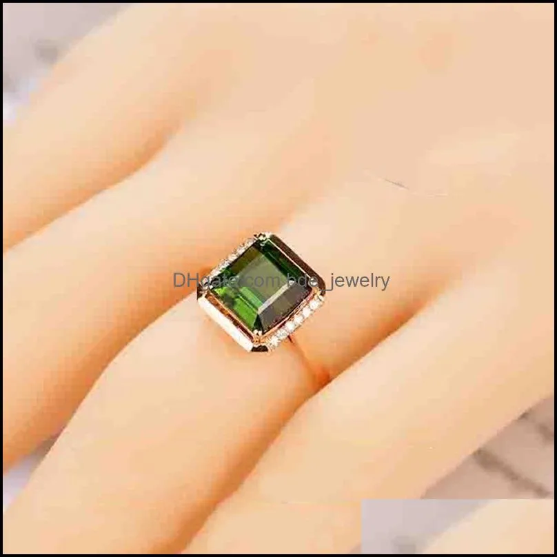 green tourmaline ring 18k rose gold inlaid emerald emerald green ring for women luxury high jewelry ladies open ring