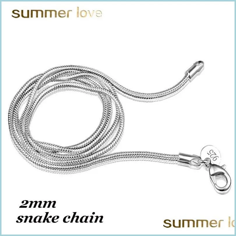 silver plating snake chain necklace for women men simple style 2mm snake chain choker diy jewelry wholesale