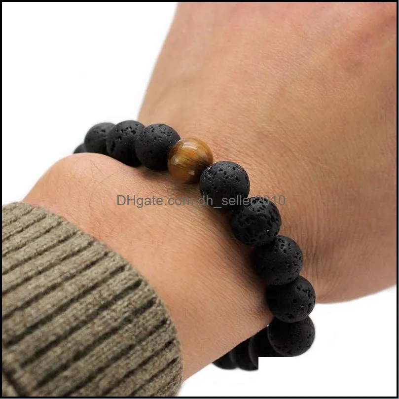 lava stone delicate natural stone beaded bracelet for men lover adjustable size bodhi beads bracelet jewelry gift