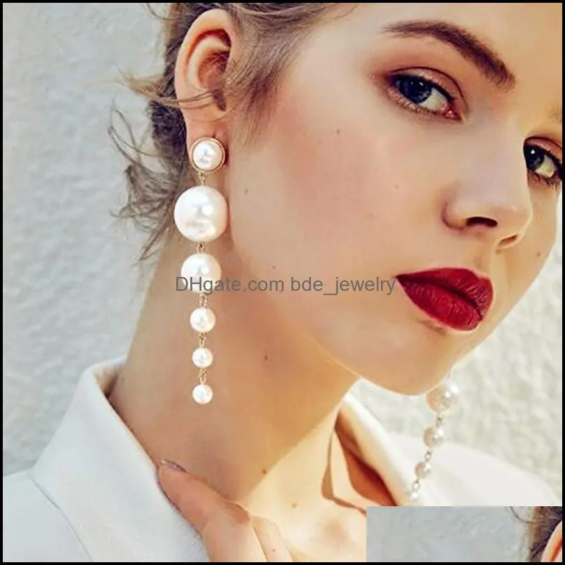 pearls string statement earrings for earring pearl earringsgift trendy elegant created big simulated pearl long earrings