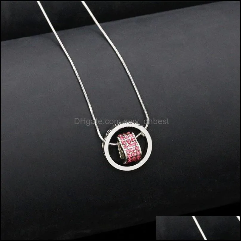 double necklaces pendants 18k gold crystal circle heart pendant necklac dh 