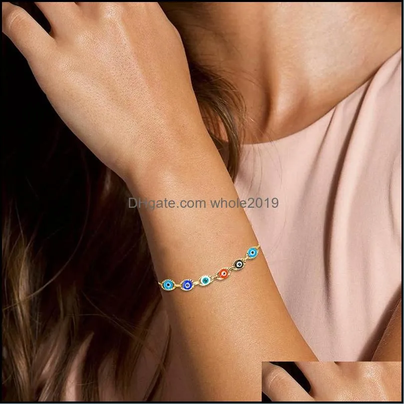 fashion turkey evil blue eye bracelet women link chain silver gold plated friendship bracelets girl birthday party jewelry gift
