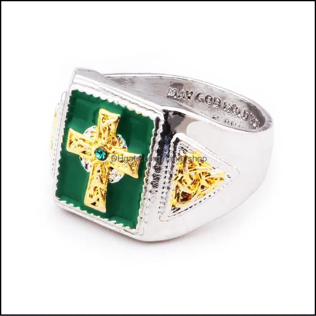 ireland celtic blessing ring cross grandmother green ring male
