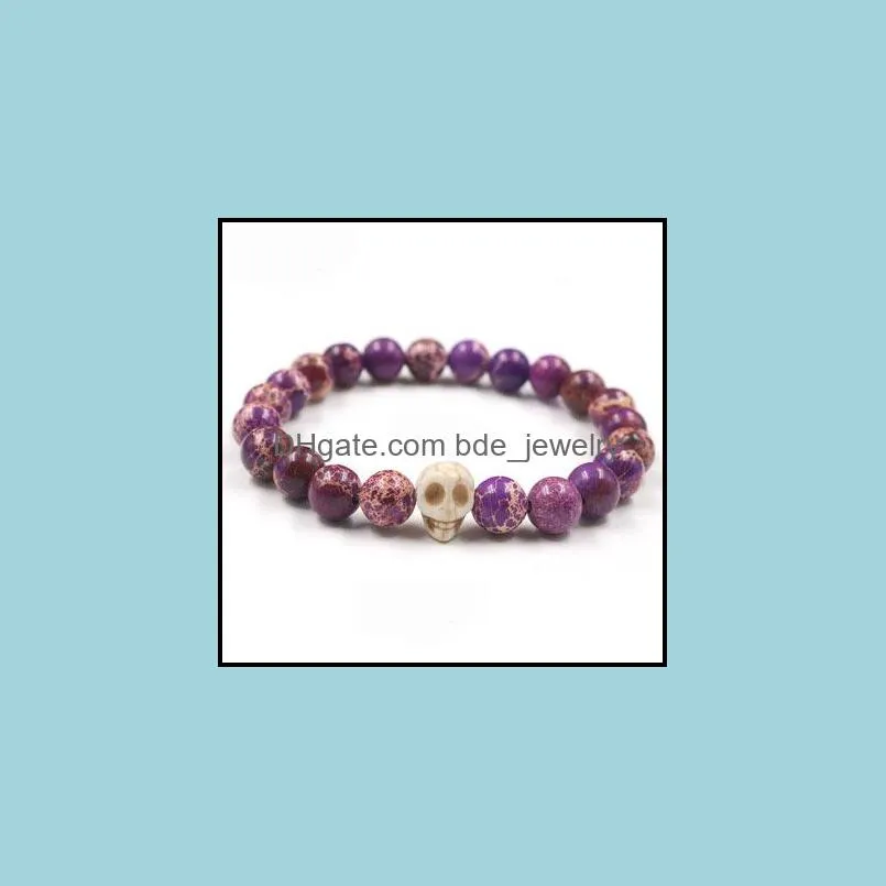 natural stone beads bracelet for lovers skull couple bracelets friendship jewelry