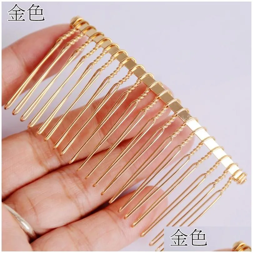 diy headwear accessories 20 tooth twisted headpieces comb environmental protection electroplating iron wire fork insert comb hairpin ornament