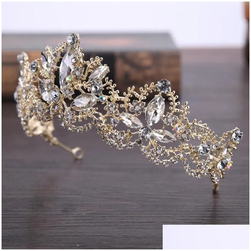 luxury bridal crown headpieces sparkle rhinestone crystals roayal wedding crowns crystal veil headband hair accessories party tiaras