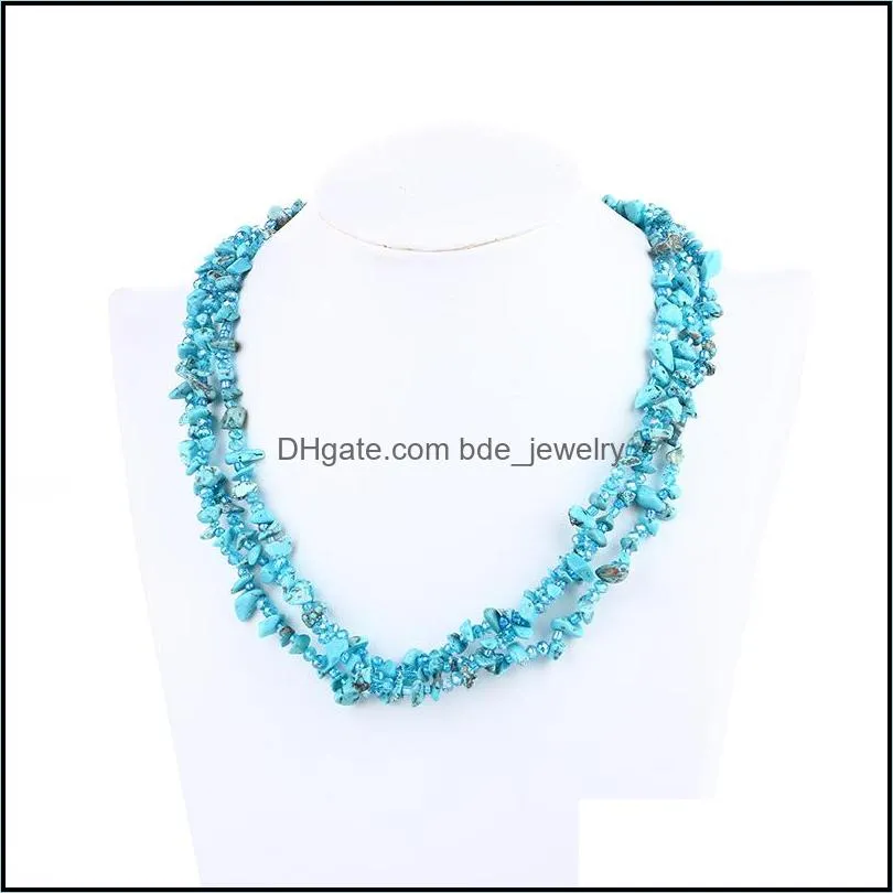  pendants necklace colorful irregular gravel beads necklace short choker natural stone beads natural stone jewelry statement