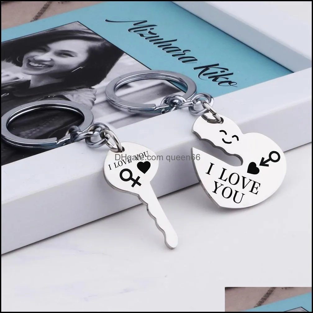 wedding advertising gift key chain smile love metal couple stainless steel keychain