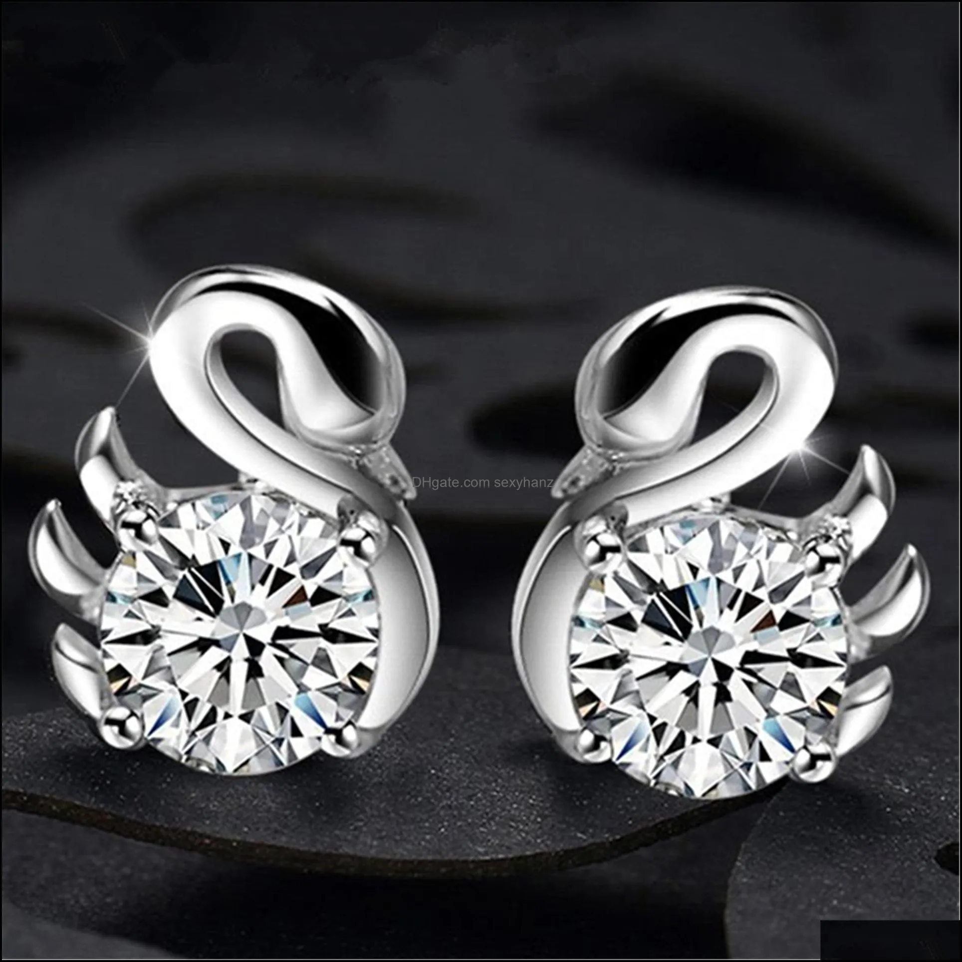 swan animal earrings temperament elegant stud earring party birthday party gift silver earrings