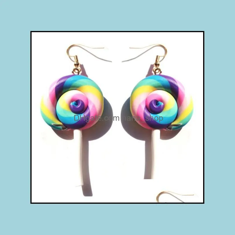 creative cute spring and summer resin lollipop drop earrings jewelry custom modeling cute girl earrings marshmallow jewelry earrings