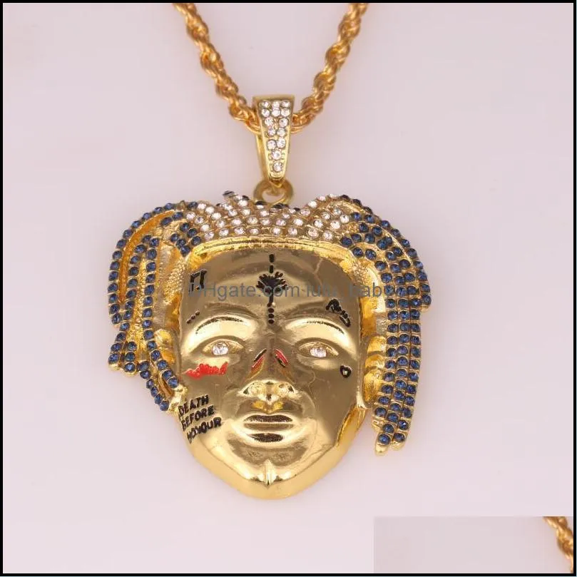 young trends hip hop jewelry fashion personality face pendant necklace gifts