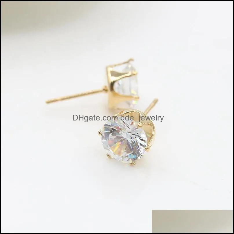 earrings for women wholesale brand round zirconia purple white cz diamond stud earring