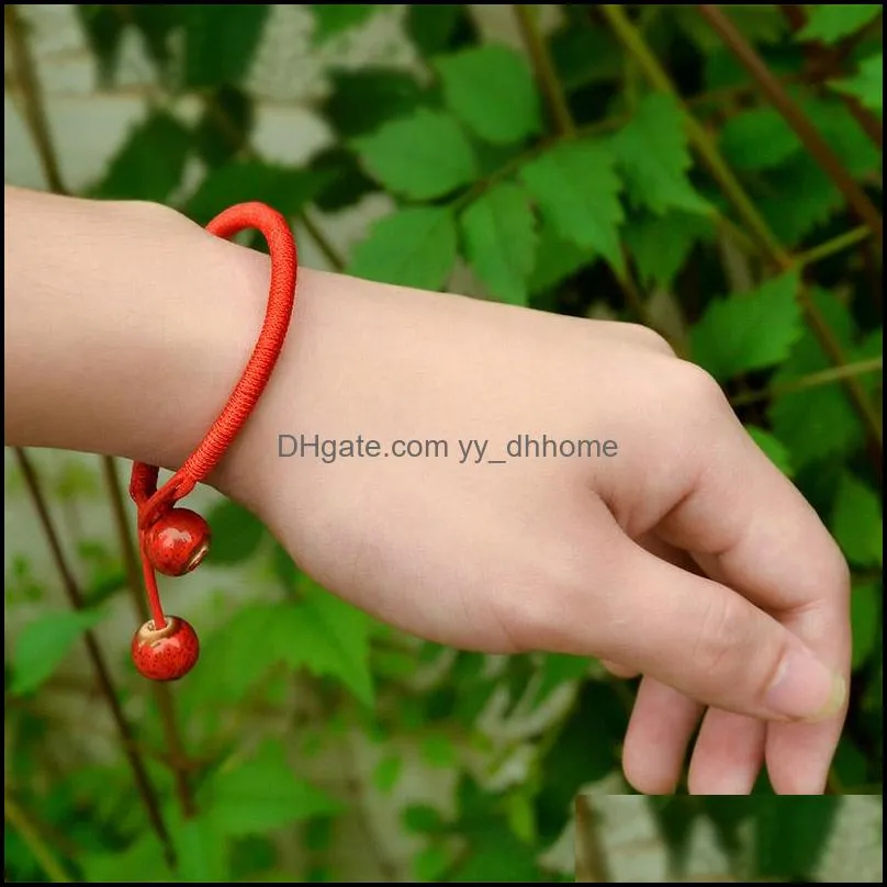  fashion handmade lucky pink blue bracelets bead red string ceramic bracelets bangles men women couple lucky jewelry accessories