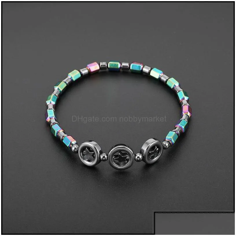 anklets jewelry magnetic oval hematite stone bead bracelet rainbow color women summer beach health energy healing model foot drop delivery