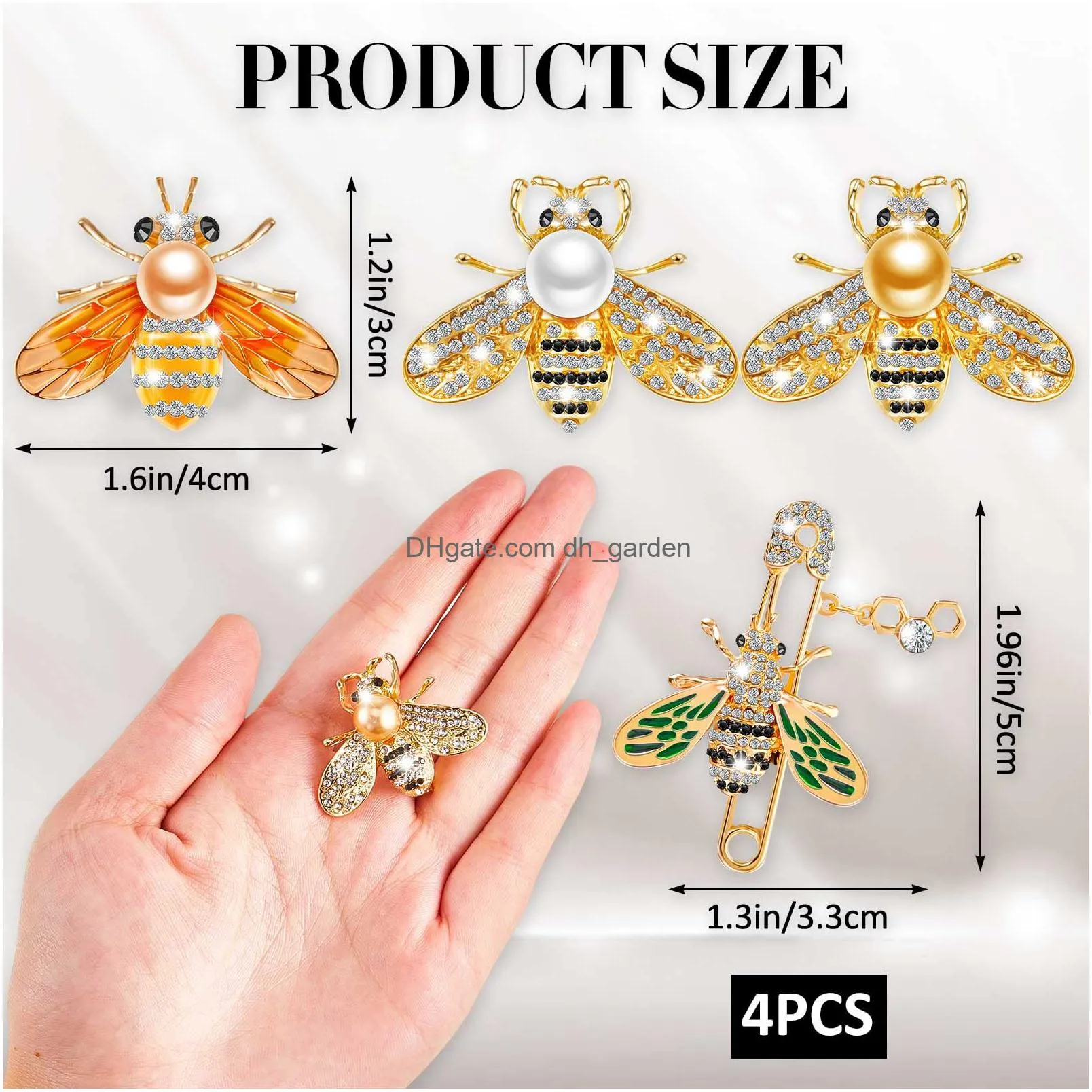 honey bee brooch pins pearl bee rhinestone lapel pins insect themed brooches cute enamel crystal animal brooch for women girls