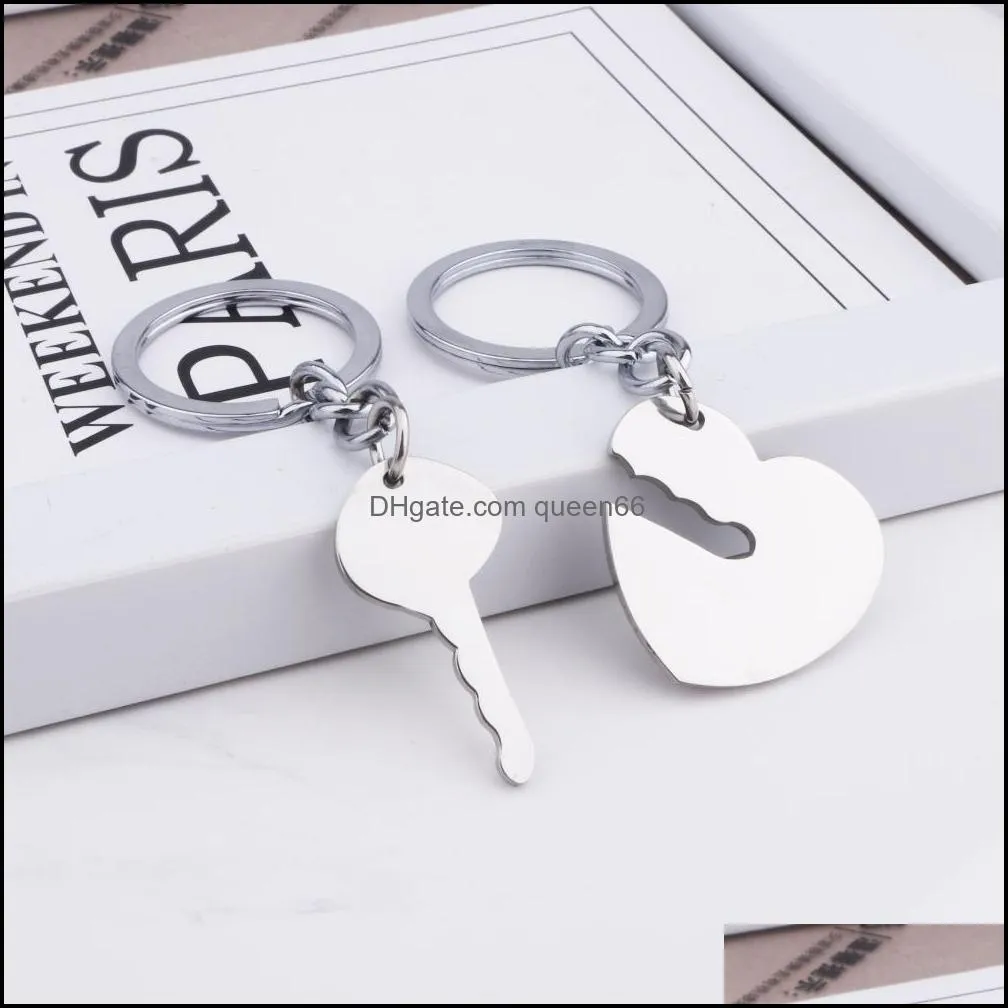 wedding advertising gift key chain smile love metal couple stainless steel keychain