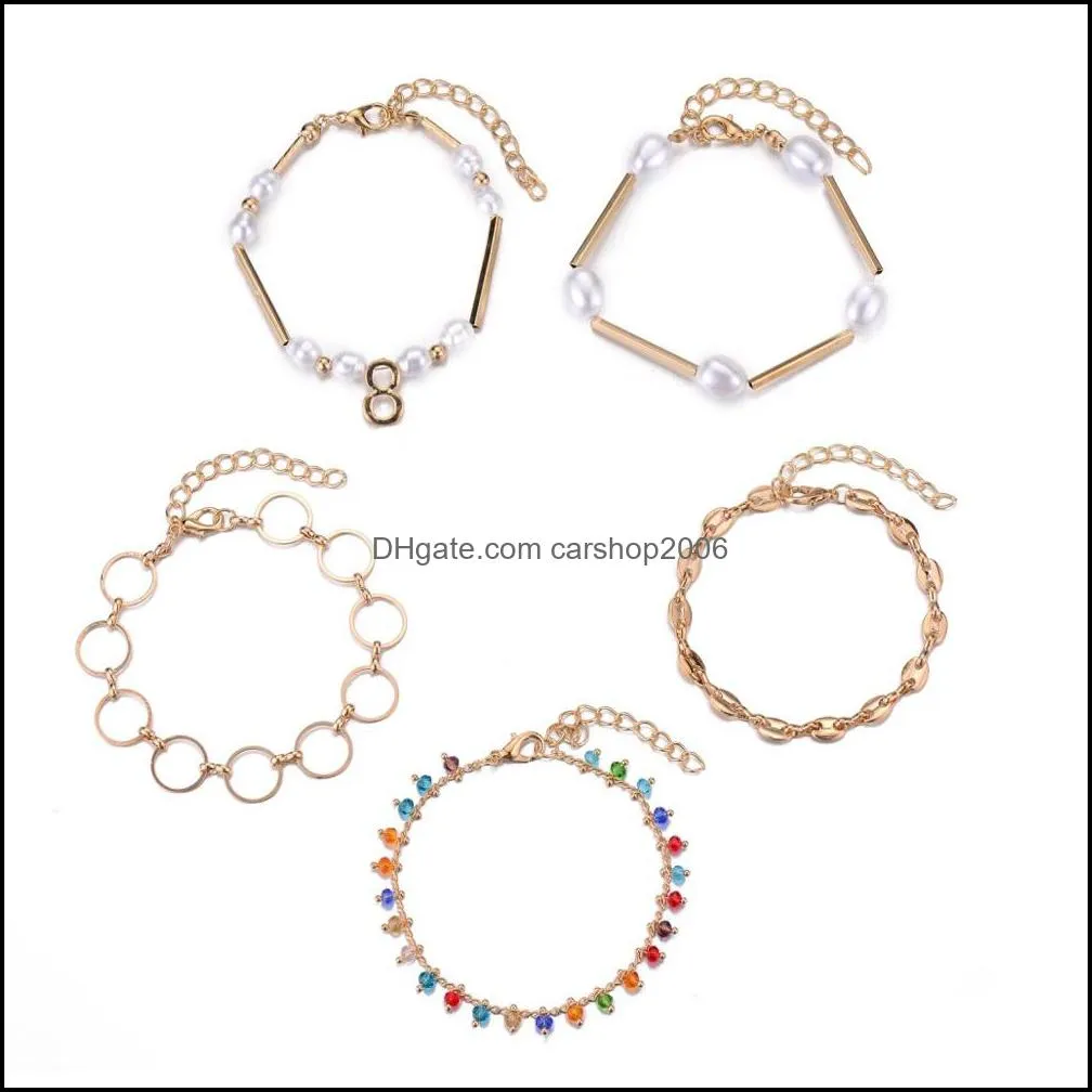 bohemian gold tassel bracelets sets for women jewelry hand charm bracelet set